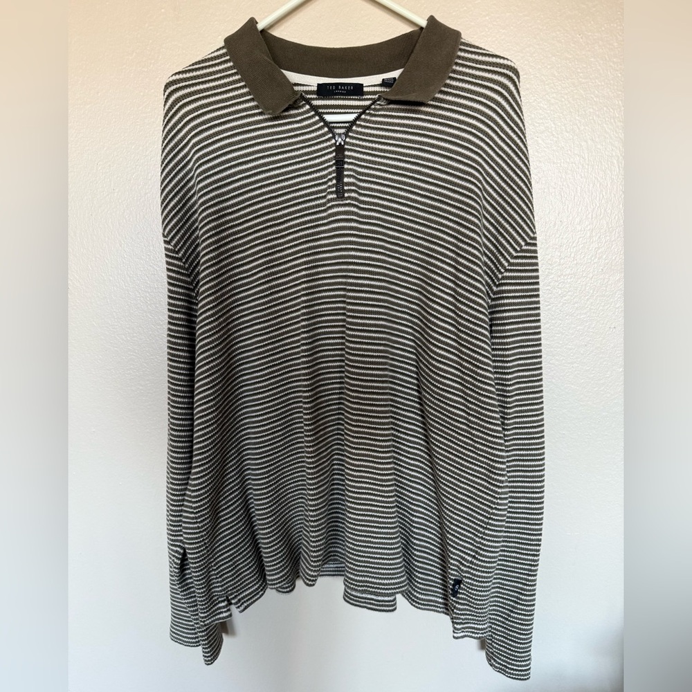 Ted Baker Striped Half Zip Sweater Size L